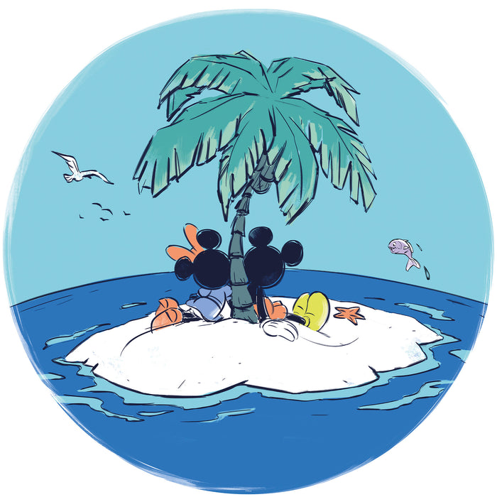 Dot | selbstklebende Vlies Fototapete | Mickey and Minnie Beach Vacation | 125 x 125 cm