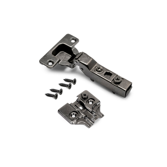 Emuca | Kit von 20 Topfscharniere X91 telanschlag Schließautomatik Kreuzmontageplatten zum Schrauben, H 0, Stahl, Titan-Ausführung