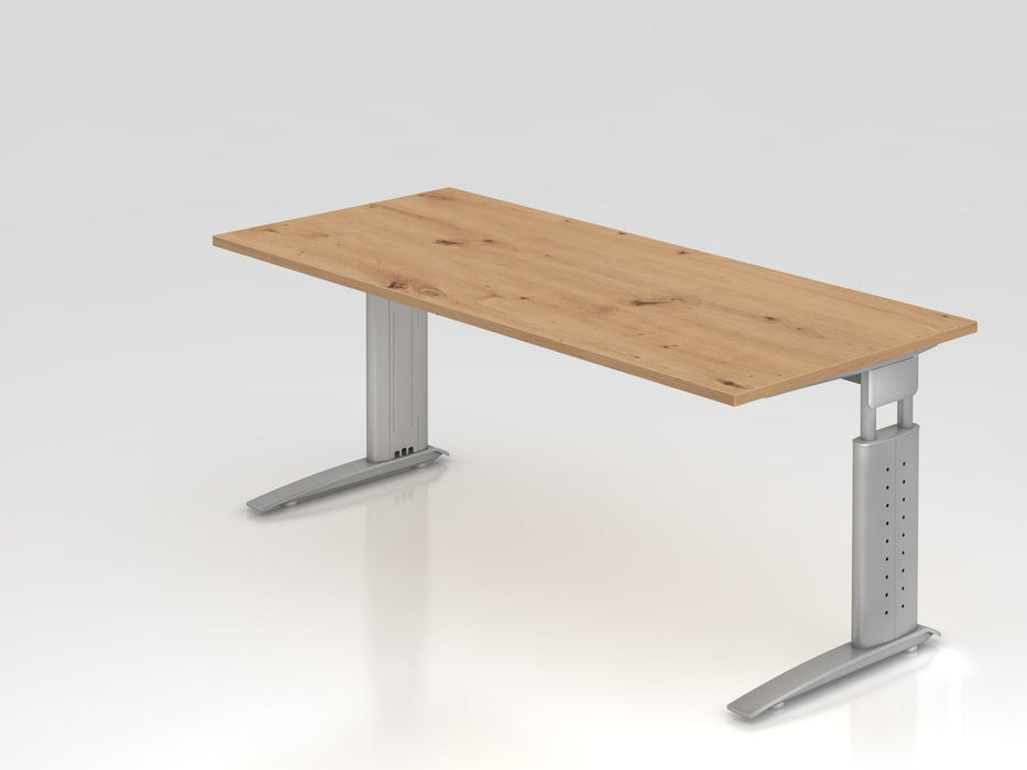Hammerbacher | Schreibtisch C-Fuß 180x80cm Asteiche / Silber