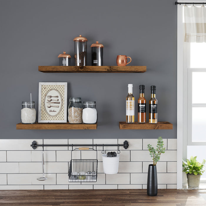 AUSLAUF VASAGLE | Floating Shelf, Wall Shelf for Photos, Decorations, in Living Room, Kitchen, Hallway, Bedroom, Bathroom, rustikal braun LWS28BX