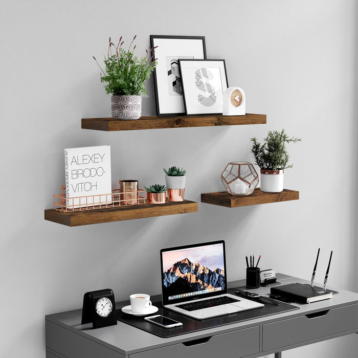 AUSLAUF VASAGLE | Floating Shelf, Wall Shelf for Photos, Decorations, in Living Room, Kitchen, Hallway, Bedroom, Bathroom, rustikal braun LWS28BX