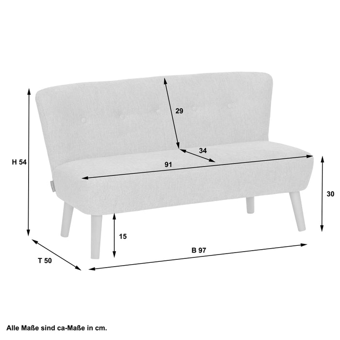 NEU Max Winzer | Dolly | Sofa | Kindersofa 2-Sitzer | Flachgewebe | Füße Buche Erlefarbig (rund)