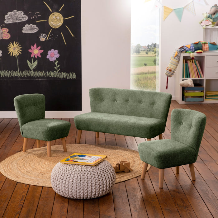 NEU Max Winzer | Dolly | Sofa | Kindersofa 2-Sitzer | Flachgewebe | Füße Buche Erlefarbig (rund)