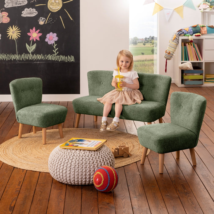NEU Max Winzer | Dolly | Sofa | Kindersofa 2-Sitzer | Flachgewebe | Füße Buche Erlefarbig (rund)