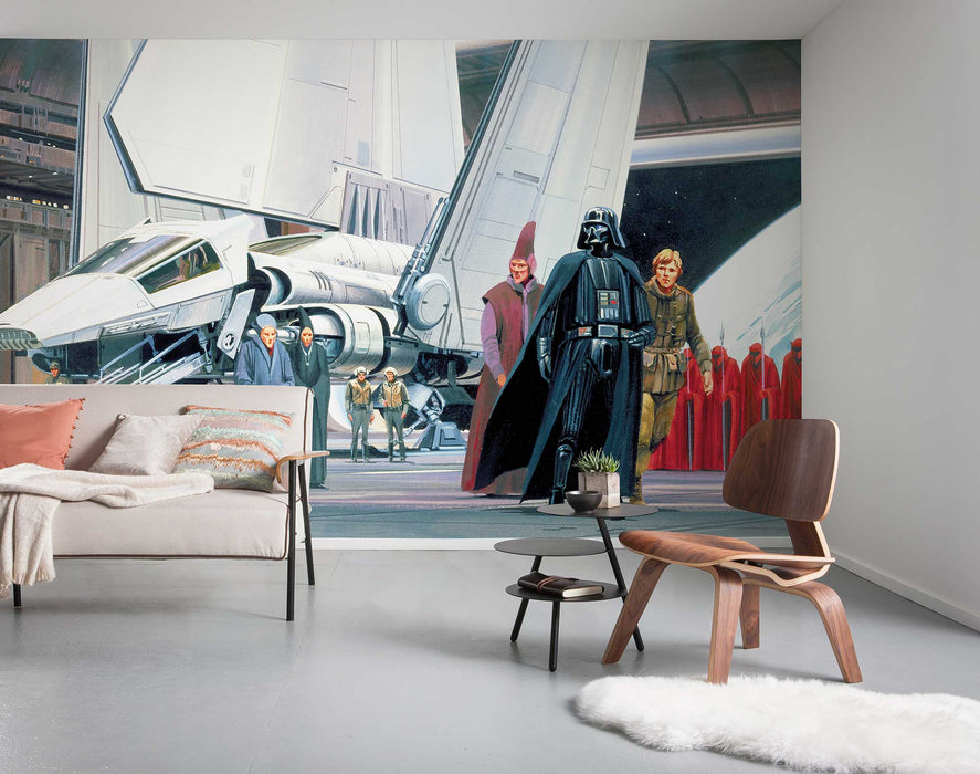Digitaldruck Vlies Fototapete | Star Wars Classic RMQ Death Star Shuttle Dock | 500 x 250 cm