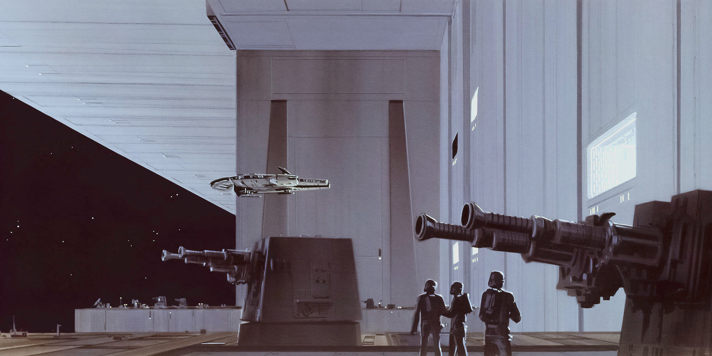 Digitaldruck Vlies Fototapete | Star Wars Classic RMQ Death Star Hangar | 500 x 250 cm