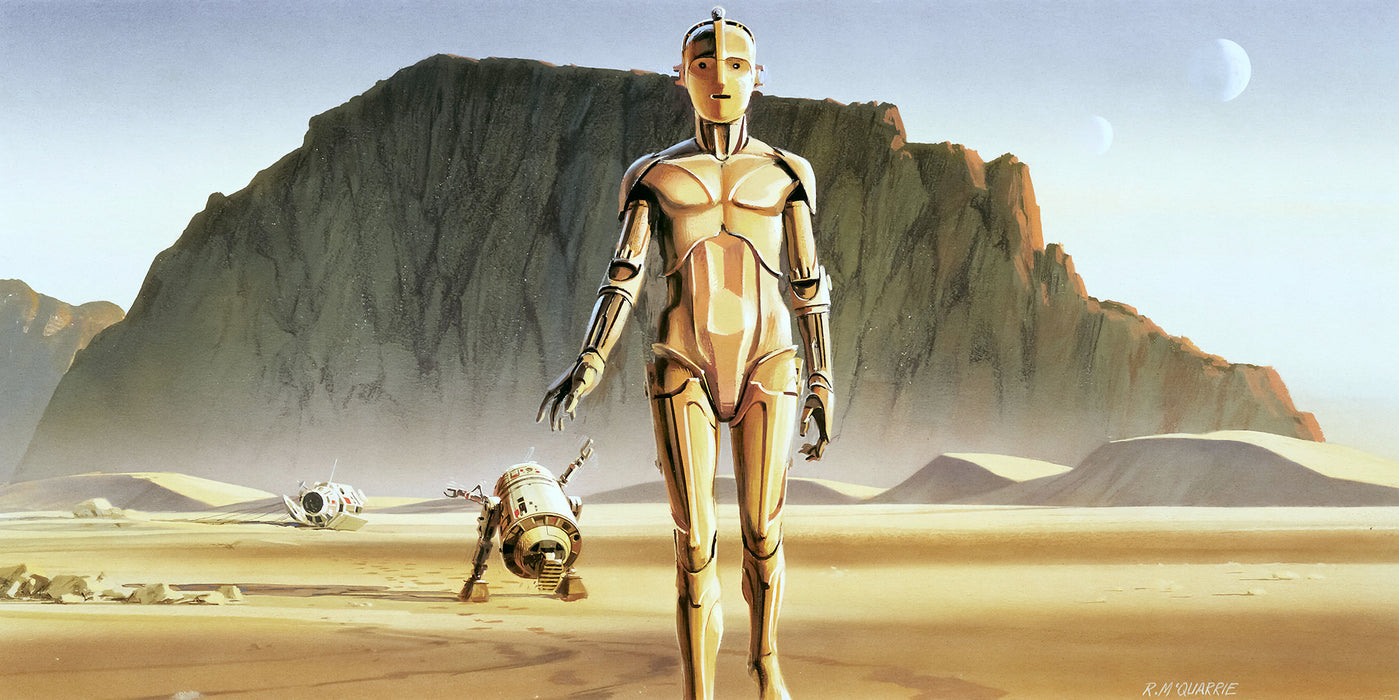Digitaldruck Vlies Fototapete | Star Wars Classic RMQ Droids | 500 x 250 cm