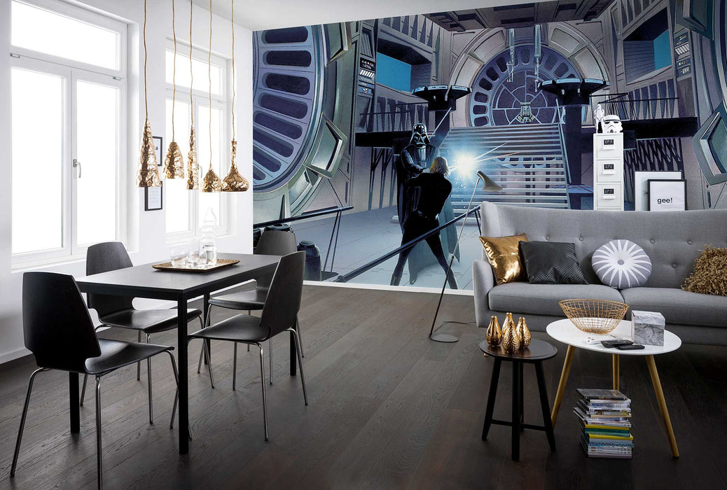 Digitaldruck Vlies Fototapete | Star Wars Classic RMQ Duell Throneroom | 500 x 250 cm