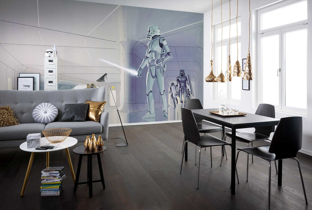 Digitaldruck Vlies Fototapete | Star Wars Classic RMQ Stormtrooper Hallway | 500 x 250 cm