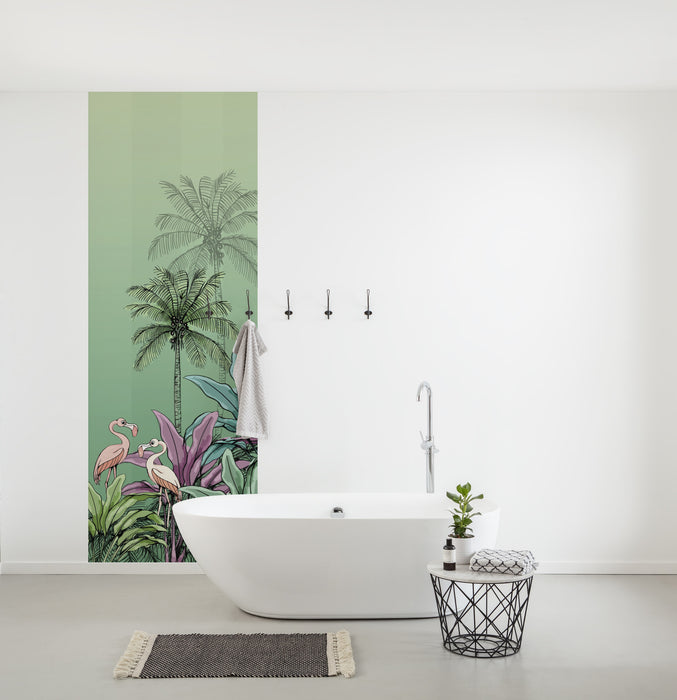 Digitaldruck Vlies Fototapete | Jungle Flamingo | 100 x 280 cm