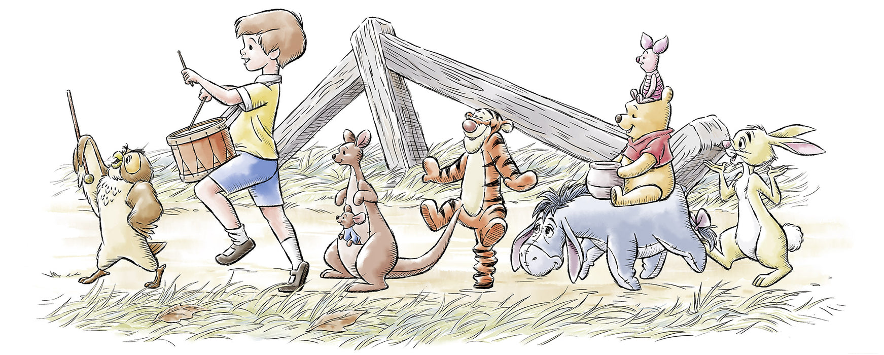 Komar NEU | Komar Vlies Fototapete - Disney Winnie the Pooh Walk Along Another Path - Größe 250 x 100 cm