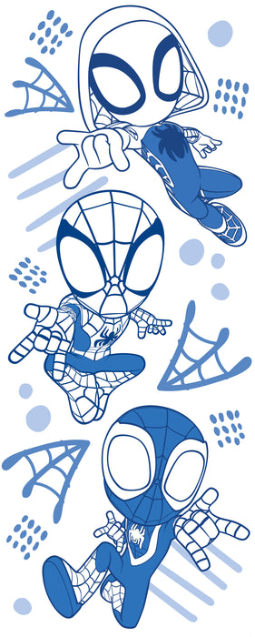 Komar NEU | Komar Vlies Fototapete - Marvel Spidey and His Amazing Friends Blue Lines - Größe 100 x 250 cm