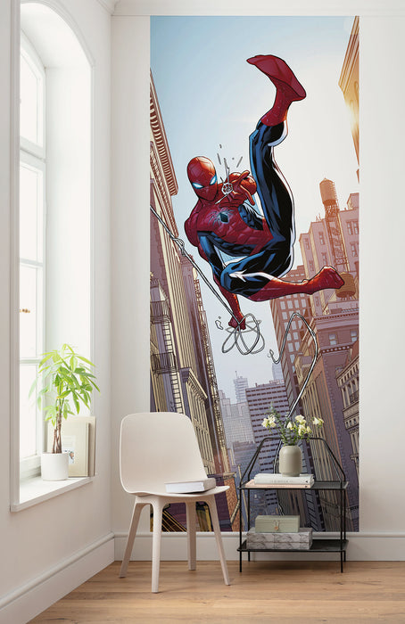 Vlies Fototapete | Marvel Spider | Man Swinging | 100 x 250 cm