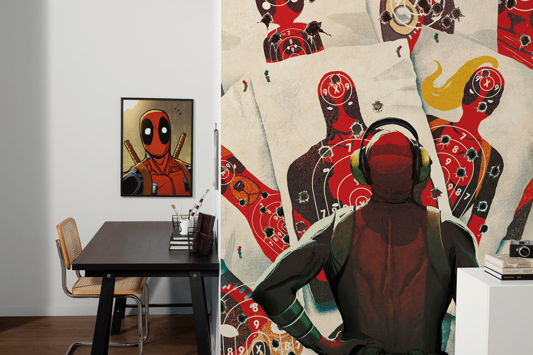 Komar NEU | Komar Vlies Fototapete - Marvel Deadpool Target Shooting - Größe 150 x 250 cm