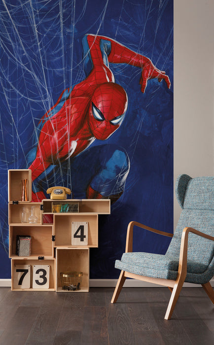 Komar NEU | Komar Vlies Fototapete - Marvel Spider-Man Spider Web - Größe 150 x 250 cm