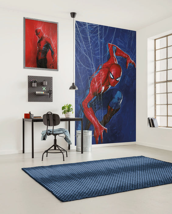 Komar NEU | Komar Vlies Fototapete - Marvel Spider-Man Spider Web - Größe 150 x 250 cm