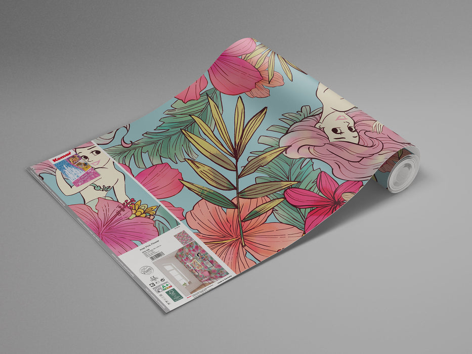 Digitaldruck Vlies Fototapete | Ariel Pink Flower | 200 x 280 cm