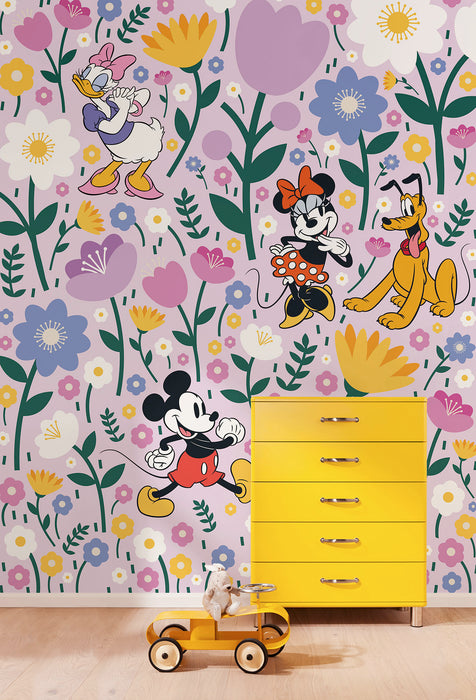 Vlies Fototapete | Disney Mickey Mouse and Minnie Mouse Botanical Spring | 200 x 250 cm