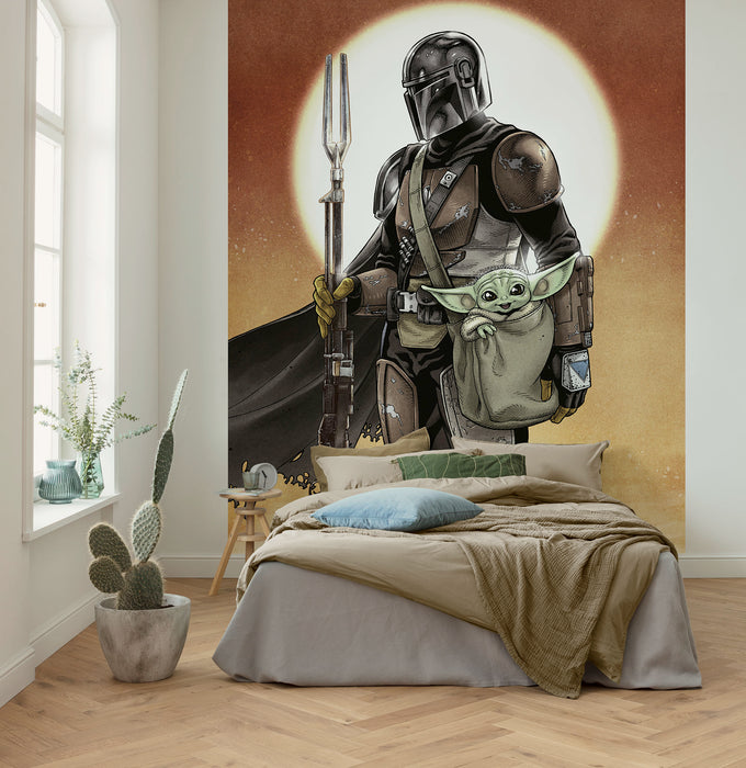 Komar NEU | Komar Vlies Fototapete - Star Wars The Mandalorian and Grogu  - Größe 200 x 250 cm
