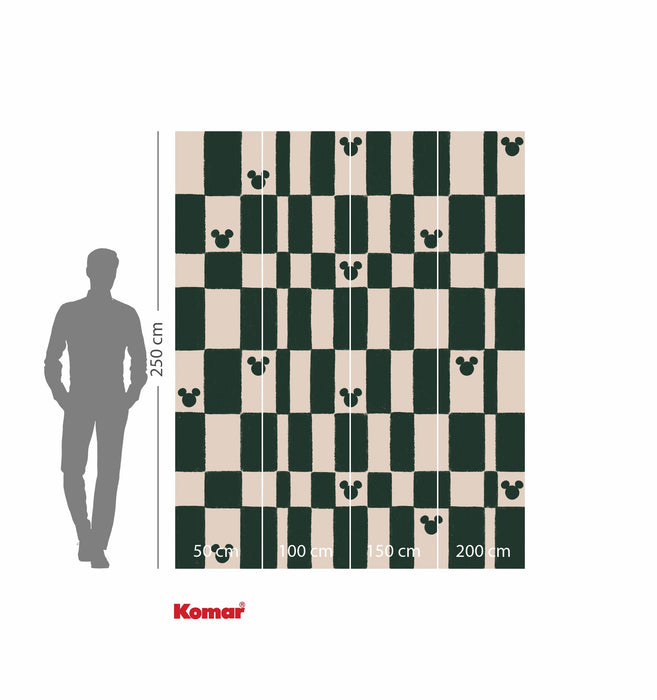 Komar NEU | Komar Vlies Fototapete - Disney Mickey Mouse Green Chess - Größe 200 x 250 cm
