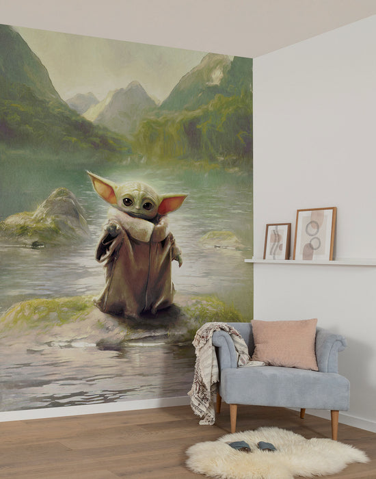 Komar NEU | Komar Vlies Fototapete - Star Wars The Mandalorian Grogu Landscape - Größe 200 x 250 cm