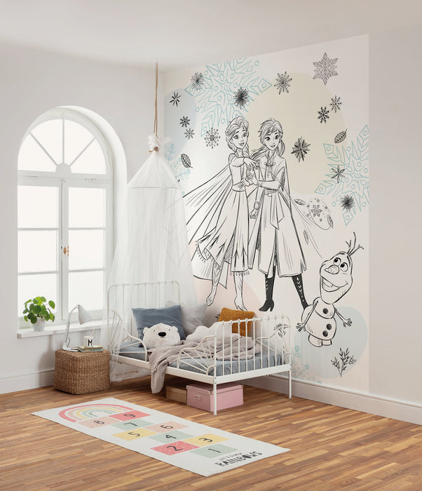 Komar NEU | Komar Vlies Fototapete - Disney Frozen Sketch Sisters - Größe 200 x 250 cm