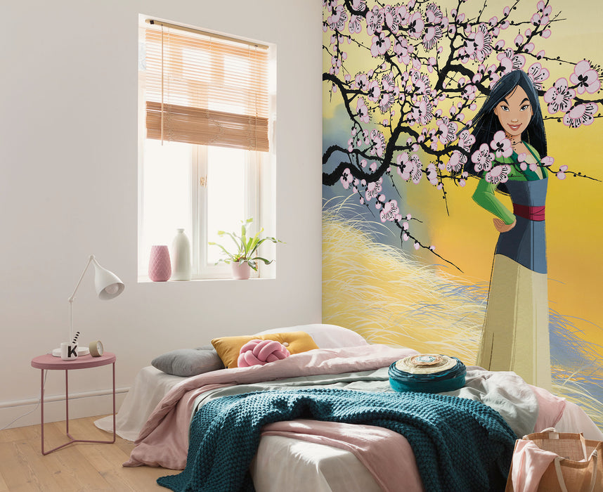 Komar NEU | Komar Vlies Fototapete - Disney Mulan Cherry Blossoms - Größe 200 x 250 cm