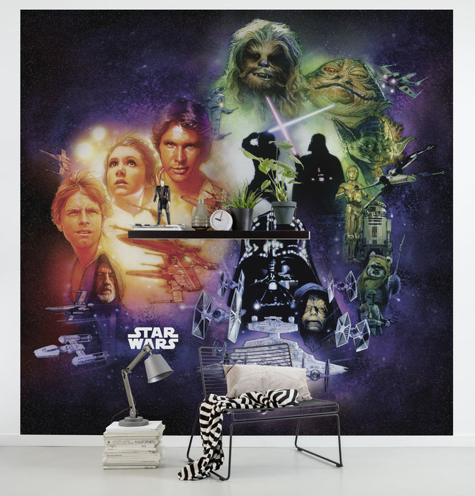 Digitaldruck Vlies Fototapete | Star Wars Classic Poster Collage | 250 x 250 cm