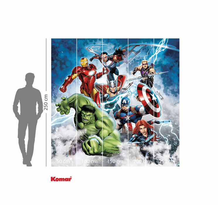 Komar NEU | Komar Vlies Fototapete - Marvel Avengers Mighty Team - Größe 250 x 250 cm