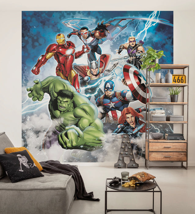 Komar NEU | Komar Vlies Fototapete - Marvel Avengers Mighty Team - Größe 250 x 250 cm