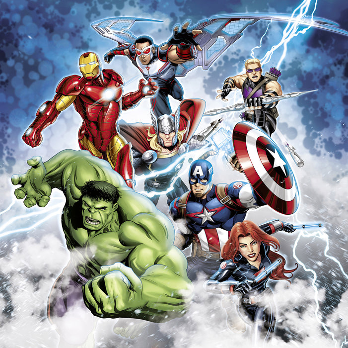 Komar NEU | Komar Vlies Fototapete - Marvel Avengers Mighty Team - Größe 250 x 250 cm