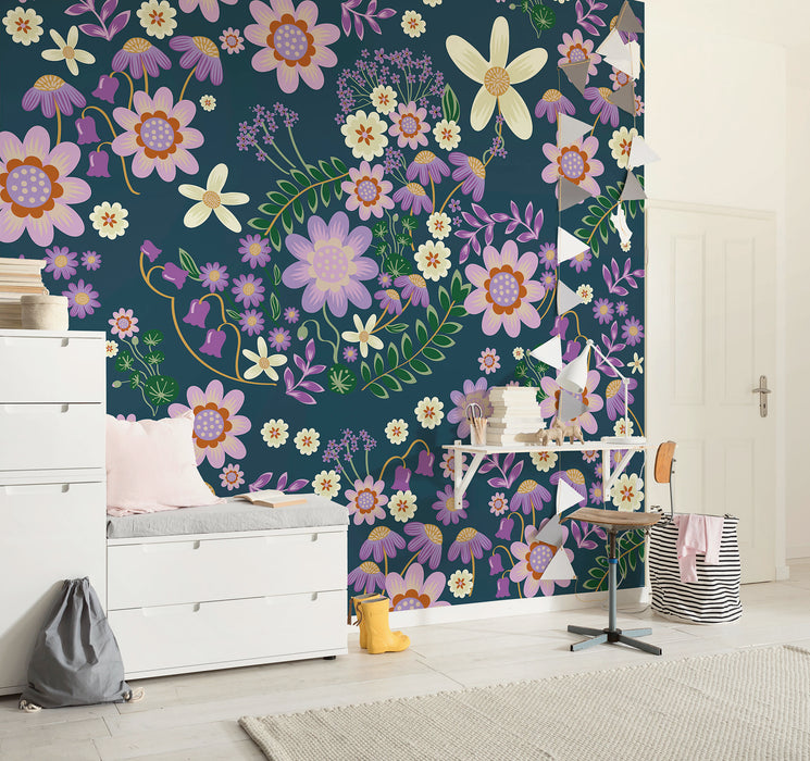 Komar NEU | Komar Vlies Fototapete - Disney Minnie Mouse Gardening Club Blue - Größe 250 x 250 cm