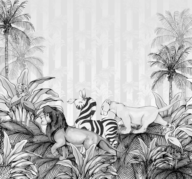 Digitaldruck Vlies Fototapete | Lion King Monochrome | 300 x 280 cm