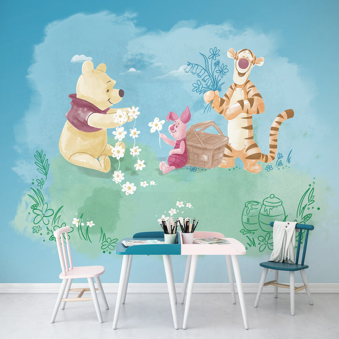 Digitaldruck Vlies Fototapete | Winnie the Pooh Picnic | 300 x 280 cm