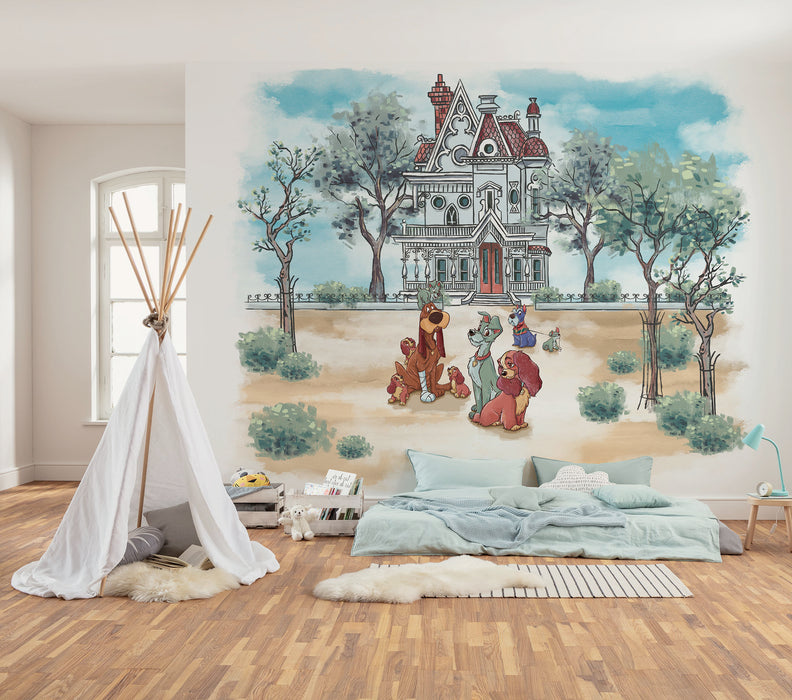 Komar NEU | Komar Vlies Fototapete - Disney Lady and the Tramp Sweet Home - Größe 300 x 250 cm