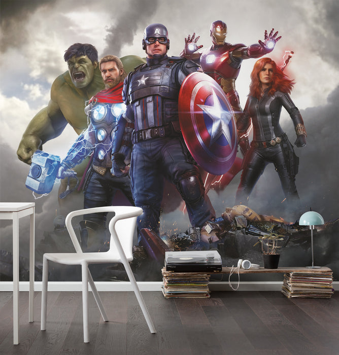 Komar NEU | Komar Vlies Fototapete - Marvel Avengers Working Together - Größe 300 x 250 cm