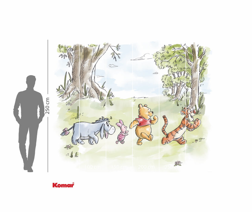 Komar NEU | Komar Vlies Fototapete - Disney Winnie the Pooh Walk Together - Größe 300 x 250 cm