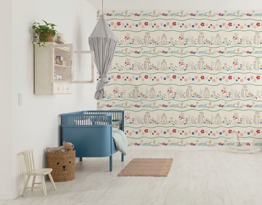 Komar NEU | Komar Vlies Fototapete - Disney Winnie the Pooh Friends in Garden - Größe 300 x 250 cm