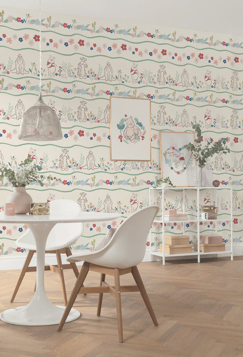 Komar NEU | Komar Vlies Fototapete - Disney Winnie the Pooh Friends in Garden - Größe 300 x 250 cm