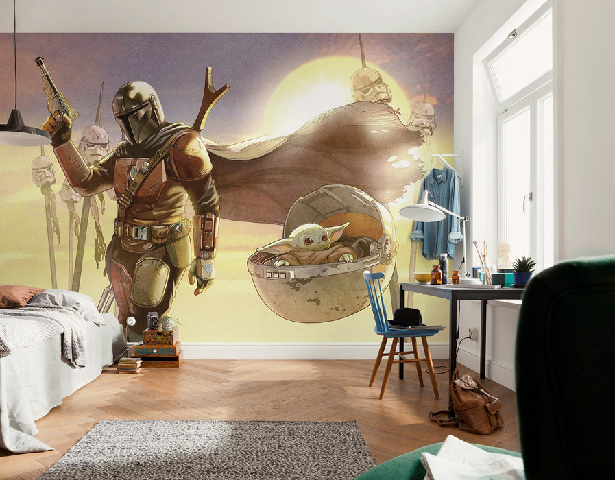 Vlies Fototapete | Star Wars The Mandalorian and Grogu Mission | 350 x 250 cm