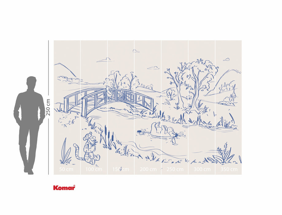 Komar NEU | Komar Vlies Fototapete - Disney Winnie the Pooh Blue Ink - Größe 350 x 250 cm