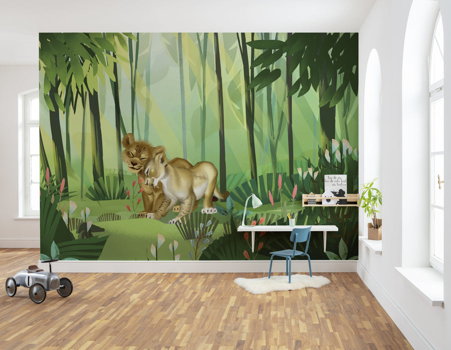 Digitaldruck Vlies Fototapete | Lion King Love | 400 x 280 cm
