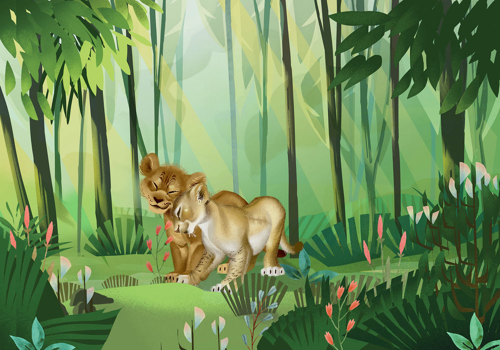 Digitaldruck Vlies Fototapete | Lion King Love | 400 x 280 cm