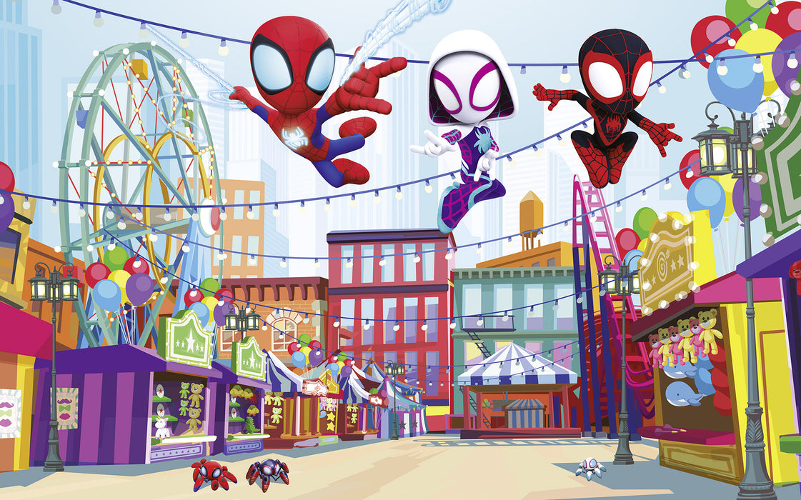 Komar NEU | Komar Vlies Fototapete - Marvel Spidey And His Amazing Friends Theme Park - Größe 400 x 250 cm