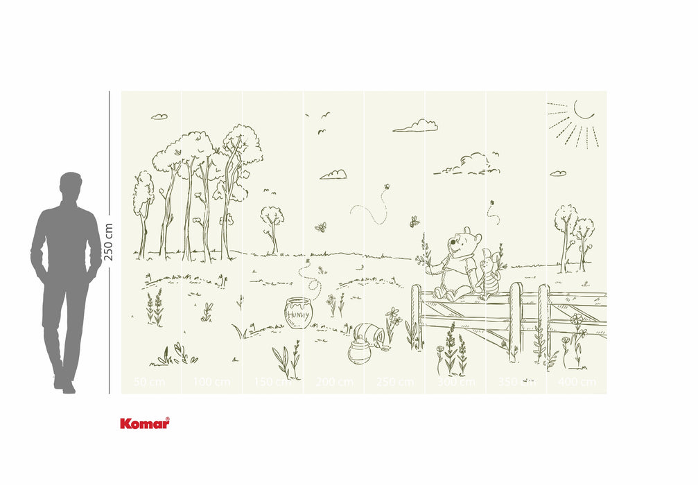 Komar NEU | Komar Vlies Fototapete - Disney Winnie the Pooh Bee at One with Nature - Größe 400 x 250 cm