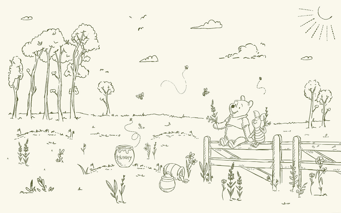 Vlies Fototapete | Disney Winnie the Pooh Bee at One with Nature | 400 x 250 cm