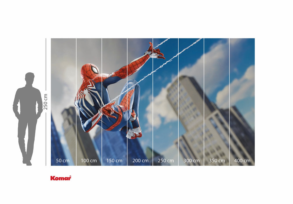 Komar NEU | Komar Vlies Fototapete - Marvel Spider-Man Spider Web Shooting - Größe 400 x 250 cm