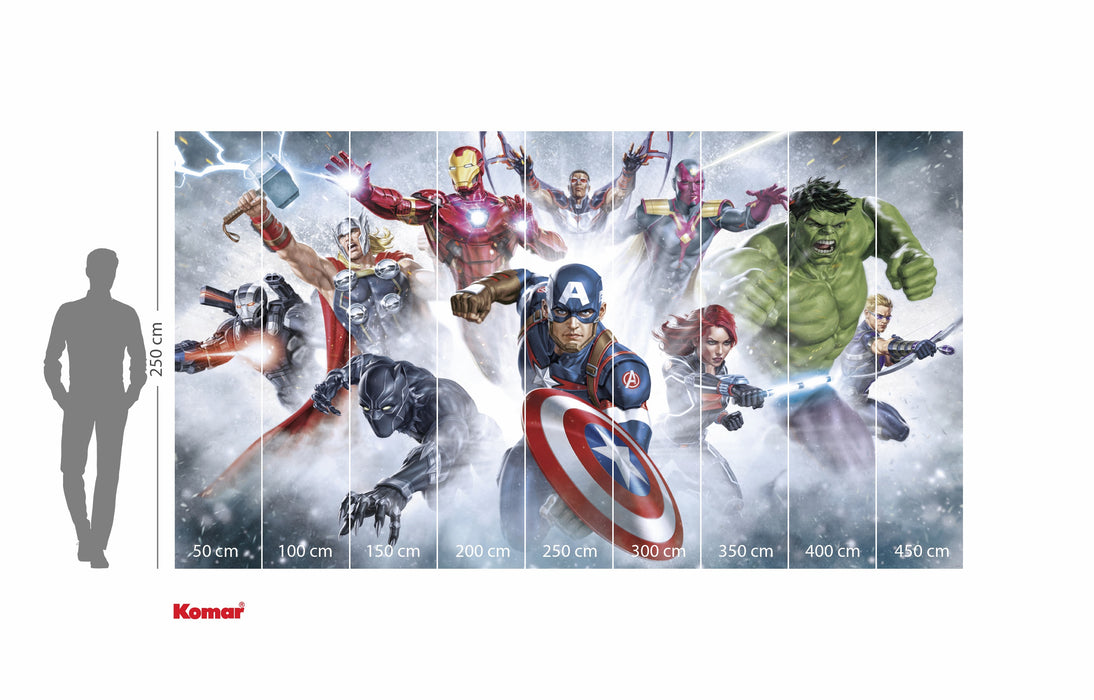 Komar NEU | Komar Vlies Fototapete - Marvel Avengers Strike - Größe 450 x 250 cm