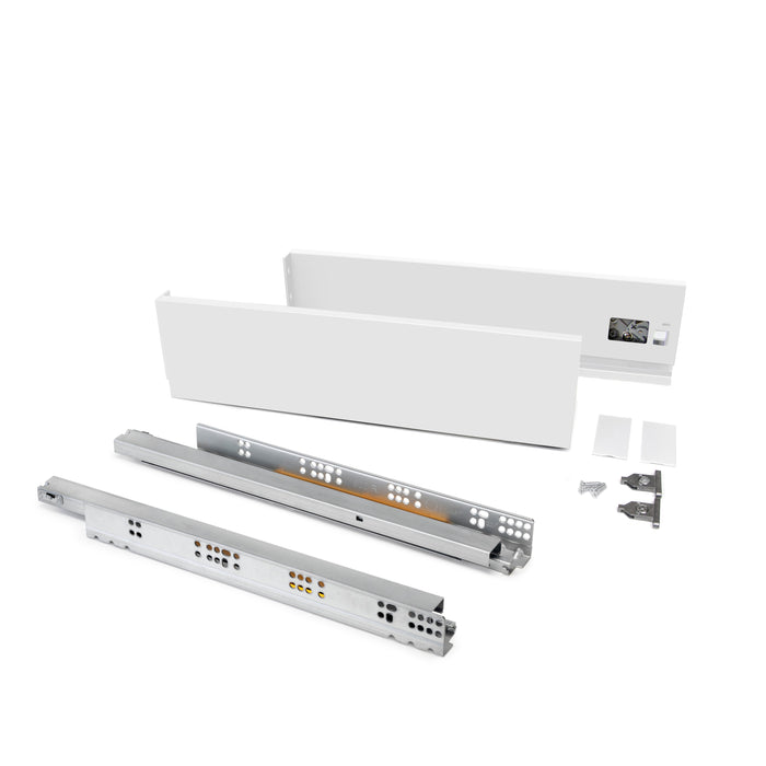 Emuca AUSLAUF | Aussenschublade Vertex 60Kg H 93mm, T 500mm, Stahl, Weiß lackiert