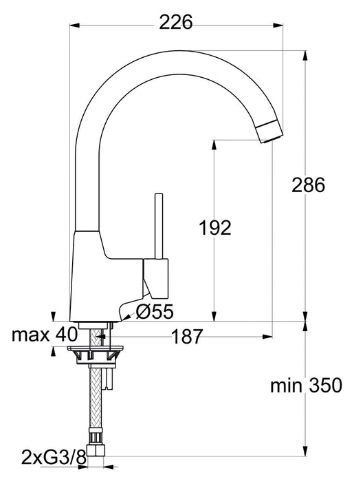 Naber | Nora 1 | Einhebelmischer | chrom | Hochdruck